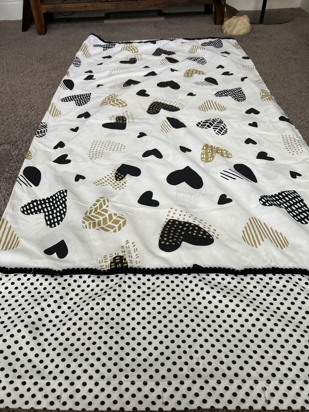Pillowfort Hello Hearts Fabric Shower Curtain - Black/Gold/White Target Disconti